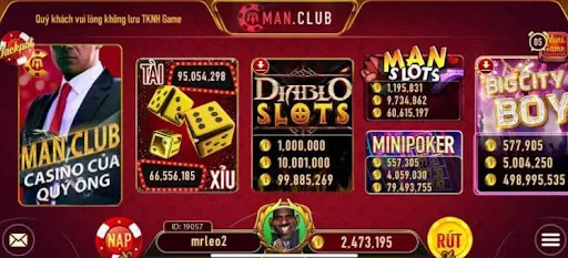 Giao diện game bài manclub